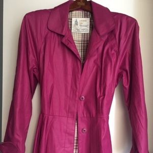 Vintage MAGENTA Pink Trench Rain Coat